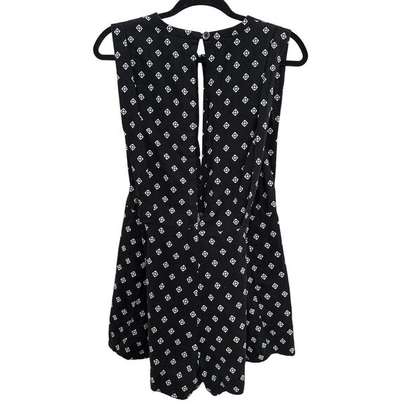 Free People Romper Ashley Black White Diamond Boxy Linen Blend XS - Picture 4 of 10